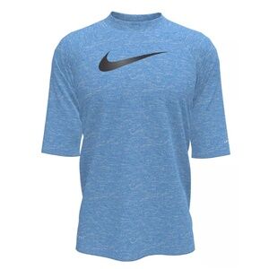 Nike Boys Heather Hydro Half‑Sleeve Rash Guard (UPF 40+, Dri‑Fit)